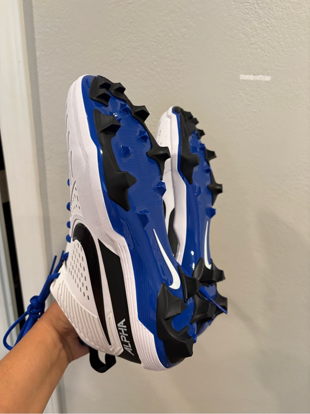 Nike Alpha Menace Strong Men's Football Cleats Size 10 II5139-101 White/Blue New - Picture 11 of 13